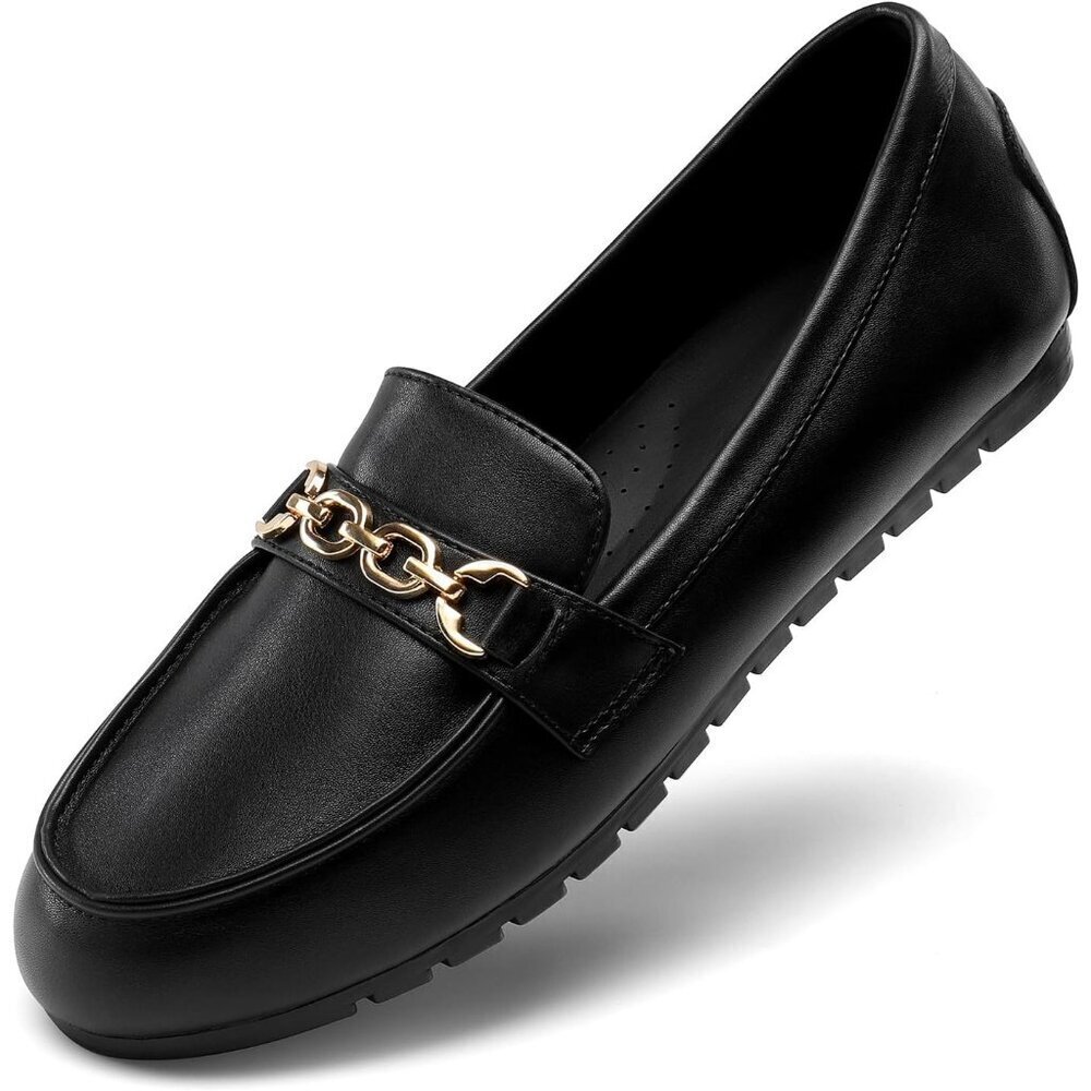 Dream Pairs Women Black-pu Faux Suede Arch Support Slip On Flat Loafers